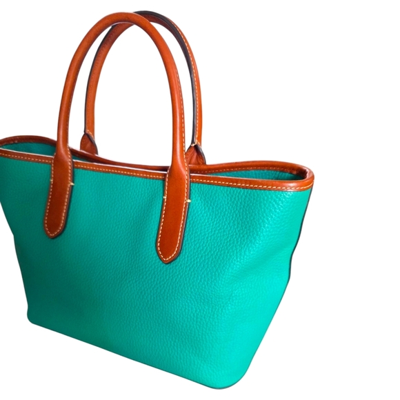 Dooney & Bourke Teal and Brown Leather Tote Bag - Picture 11 of 16